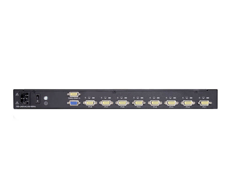 Single Rail 8-port 17” VGA LCD KVM Switch 